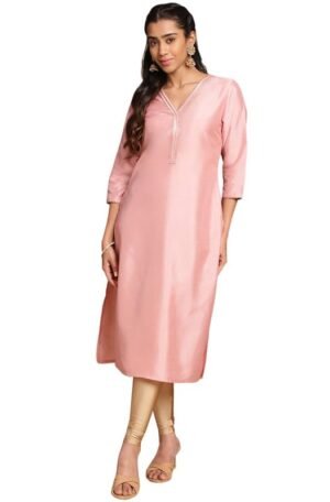 Crepe Silk Solid Straight Kurta